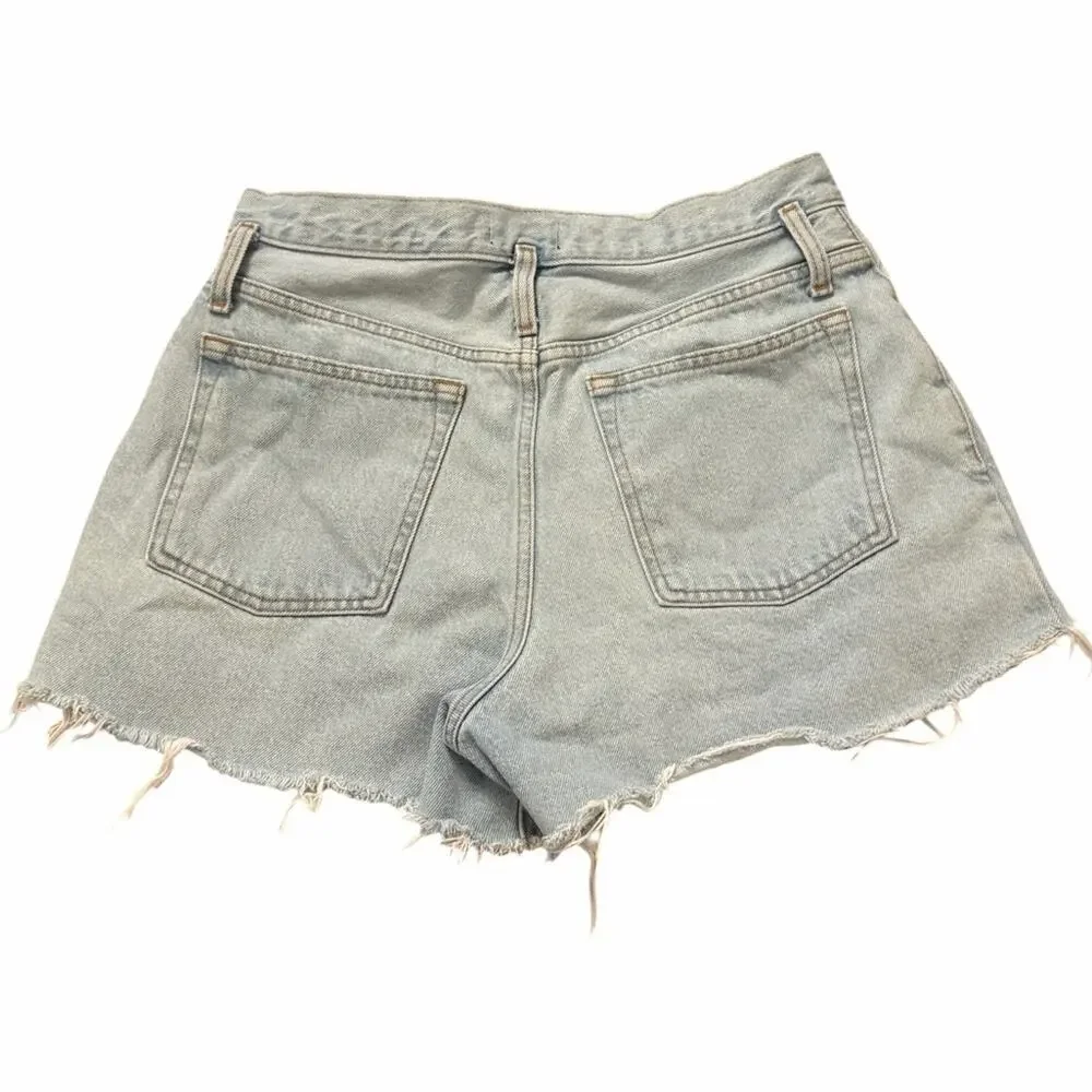 ABERCROMBIE & FITCH Light Blue  Natural Rise Jean Shorts Frayed Hem Size 31 / 12